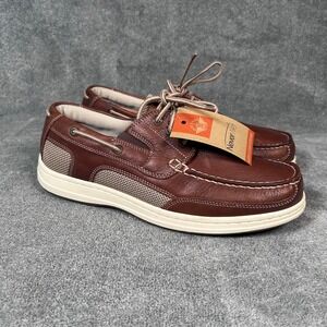 Dockers Beacon Mens 11W Brown Leather Boat Shoes NeverWet 90-38659 Loafers - New